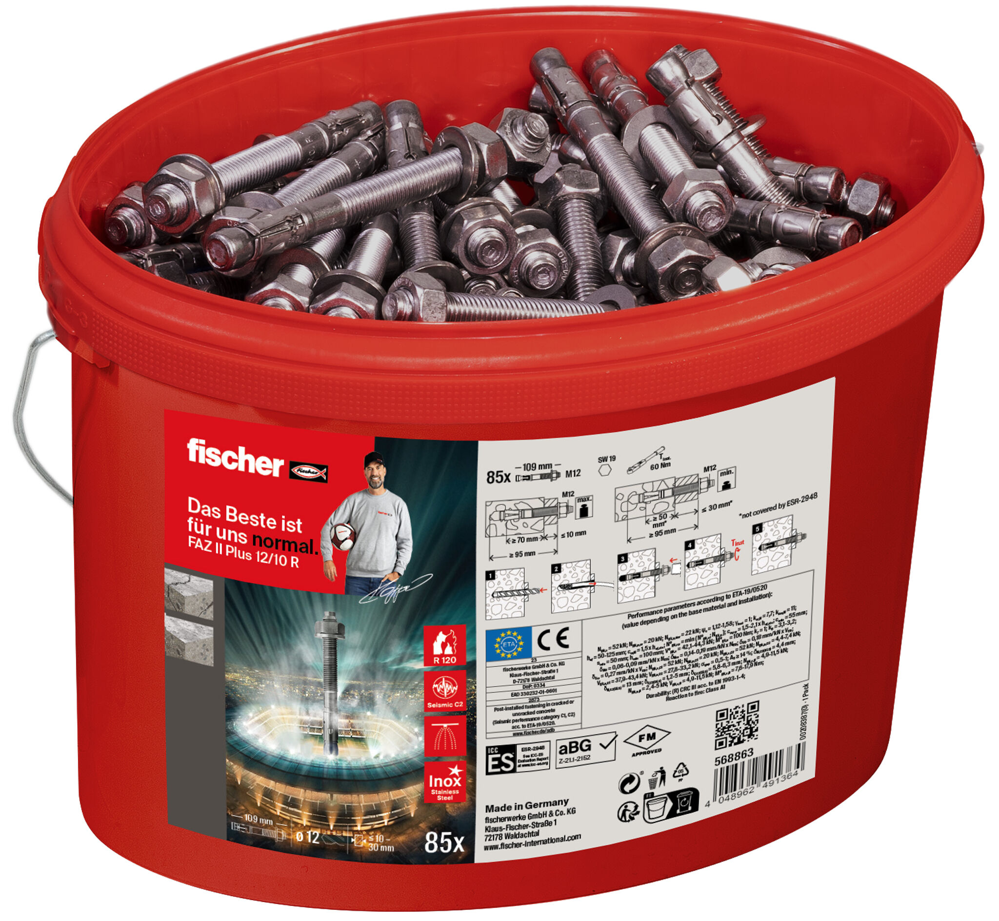 fischer bolt anchor FAZ II Plus 12/10 R bucket